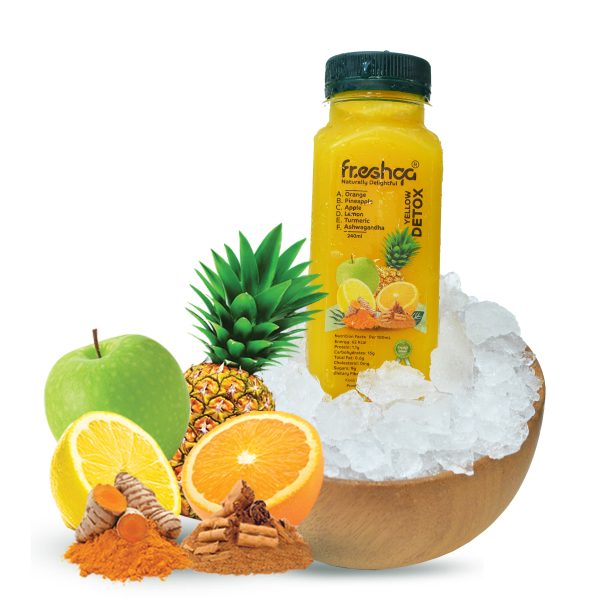 Detox Yellow  (apple, pineapple,lemon, orange,Turmeric  ashwagandha)