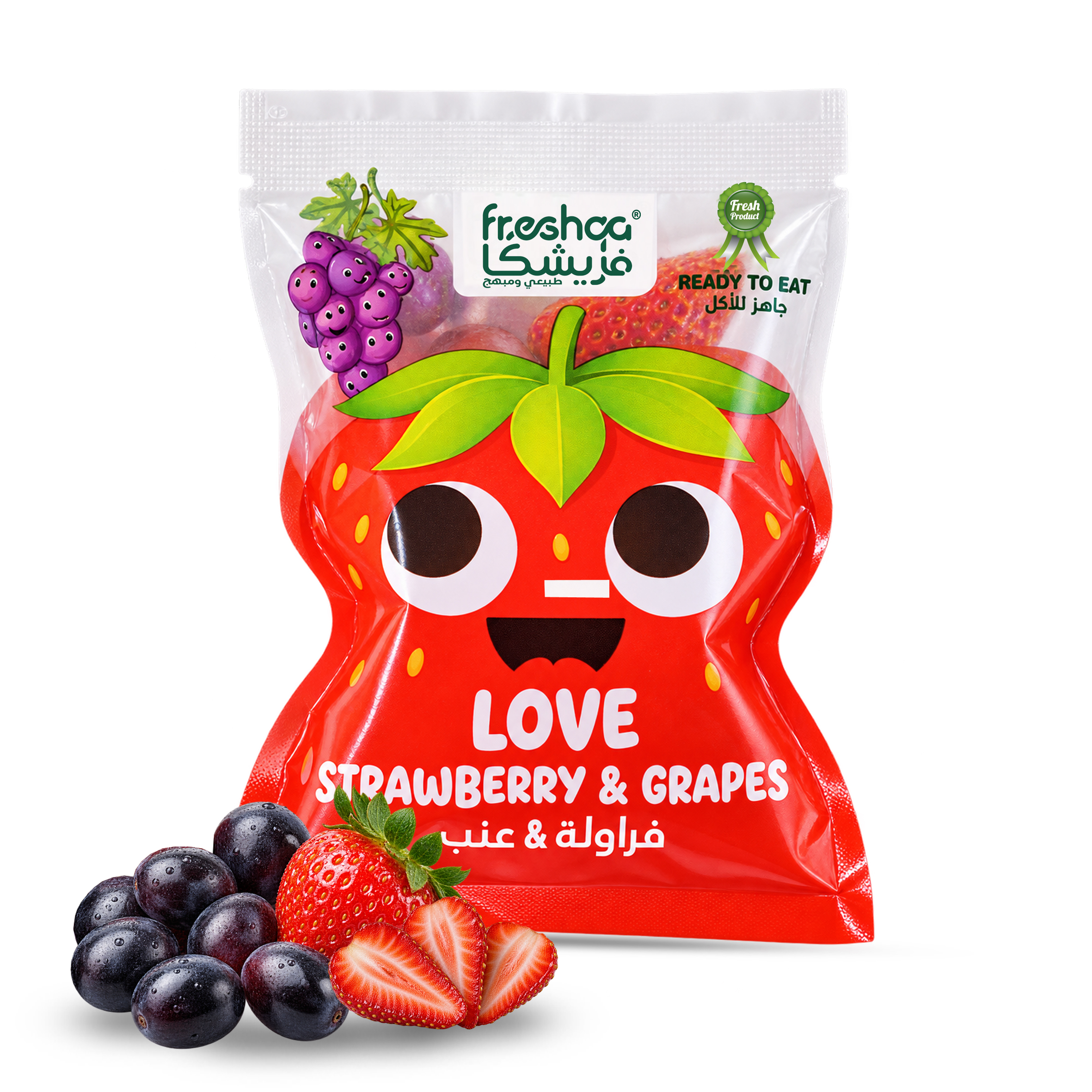 Freshqa Premium Strawberry Slice & Grapes Natural Snack Ready To Eat 1 Freshqa Premium Strawberry Slice & Grapes Natural Snack Ready To Eat